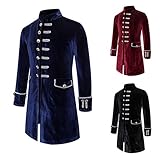 Battnot-Herren Frack Jacke Anzug Blazer Lange Gothic Gehrock Uniform Smoking Kostüm Elegant Slim Fit Festlich Party Oberbekleidung Cosplay Vintage Umlegekragen Mantel Männer Overcoat Mens Outwear XXL