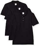 Fruit of the Loom Herren 65/35 Polohemd, Schwarz, XL (3er Pack)
