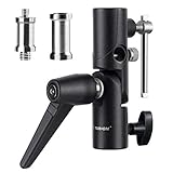 TARION Blitzneiger Schirmhalter inkl. 1/4' 3/8' & 3/8' 1/4' Spigot Gewindeadapter für Lampenstativ, Blitzgeräte und Reflexschirme Durchlichtschirme F