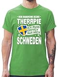 Länder Fahnen und Flaggen - Ich Brauche Keine Therapie Ich muss einfach nur nach Schweden - weiß - M - Grün - schweden männer - L190 - Tshirt Herren und Männer T-S