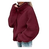 IFOUNDYOU Rollkragenpullover Damen Winter Strickpullover Einfarbig Pulli Fledermausärmel Warm Strickoberteile Basic Elegant Casual Oversize Jumper Pullover Lässige Lose Langarmshirts Longp