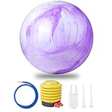 HQdeal Gymnastikbälle mit Luftpumpe, 55cm Dicker Anti-Burst Pilates Ball, Sitzball Pilates Ball Yoga Ball, Maximalbelastbarkeit bis 300Kg, für Übung Core-Training Balance Fitness Hause Büro (Lila)