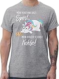 Sprüche Statement mit Spruch - Mein Bauch schreit Kekse! Einhorn - XL - Grau meliert - Tshirt schwarz Einhorn - L190 - Tshirt Herren und Männer T-S
