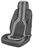 Walser CarComfort Sitzauflage aus Holzperlen, Sitzaufleger Holzkugeln, Massage Autositzauflage Holz, Universal Sitzmatte schwarz/weiß 13551