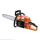 Willonin Elektro Kettensäge, Benzin Kettensägen Führungsplatte mit Zwei Ketten Oange Rot (58cc 50cm)