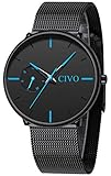 CIVO Herren Uhr Männer Ultradünne Minimalist Wasserdicht Herren Armbanduhren Klassisch Design Edelstahl Herren Uhren Mesh Kleid Quarz Uhr für Männer Junge Schw