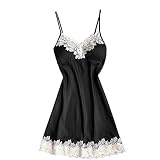 luoluoluo Damen Reizwäsche Spitzen Dessous Kleid Sexy Strapsrock Nachthemd with Chest Pads Groß