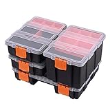 CASOMAN Hardware & Parts Organizers, 4 Piece Set Toolbox, Compartment Small Parts Organizer, Versatile and Durable Storage Tool Box