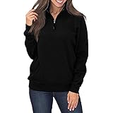 Z&Y Glaa Damenmode Solid Zip Up Gemütliche Fuzzy Fleece Pullover Sweatshirt Mantel Outwear Tops Casual Quarter Zip Langarm Pullover Tops Sweatshirts mit Känguru-Taschen Damen-Reißverschlussp