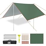 Sonnensegel Rechteckig mit Aluminium Stange Zeltplane Wasserdicht 3X4 M Tarp mit Zeltstangen Seil Bodennagel Auto Zelt Ultraleicht Camping Tarp Set für Garten Balkon Schwimmbad S