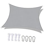 FEAHRZEUG Sonnensegel, 3 m x 4 m, wasserabweisend, für den Außenbereich, Garten, Terrasse, Party, Sonnenschutz, 95 % UV-Schutz, mit Seil (grau)