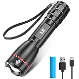 LE Extrem Hell LED Taschenlampe Aufladbar USB, 15000 Lux OSRAM P9 Taschenlampen, IPX7 Wasserdicht Zoombare Handlampe mit 5 Modi, Wiederaufladbare Taktische Taschenlampe für Camping, Outdoor, W