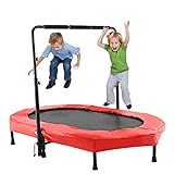 ANCHEER Kindertrampolin, Garten Trampolin für zwei Kinder Indoor / Outdoor zusammenklappbar mit verstellbarem Handlauf Eltern-Kind-Trampolin Fitness Maximale Gewicht Beträgt 100KG. (Rot.)