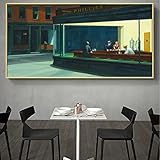 JLFDHR Plakat und Malerei 60x90cm kein Rahmen Wandkunst Gemälde Wandkunst Wandkunst Nighthawks von Edward Hopper Bild für Wohnzimmer Home D