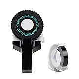 3D Mini Etikettendrucker Klicken Kleine Modell Etikettendrucker Manuelle DIY Schriftzug Maschine Präge Schreibmaschine mit für DYMO Drucker Schneideband Schwarz Band (Schwarz)