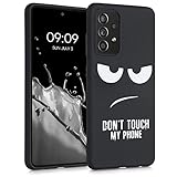 kwmobile Hülle kompatibel mit Samsung Galaxy A52 / A52 5G / A52s 5G - Handyhülle Silikon Case - Don't Touch My Phone Weiß Schw