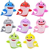 Simmpu 8 Stück Shark Geburtstagsdeko Set Shark Cake Topper Shark Figuren Torte Party Zubehör Niedlicher Haifisch Familie Party Kuchen Dekoration Lieferungen für Kinder Babyparty Geburtstag