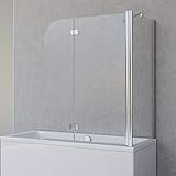 Schulte Badewannenfaltwand Angle, 2-teilig 112 x 142 cm mit Seitenwand für 75 cm Badewanne, 5 mm Sicherheitsglas (ESG) Klar hell, Chromoptik, D693477202 41 50