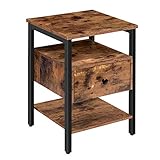 HOOBRO Nachttisch, Beistelltisch, Nachtkommode mit Schublade, Sofatisch, 40 x 40 x 56,5 cm, Industrie Design, leicht montierbar, Stabiles, Vintage EBF42BZ01