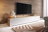 Lowboard D, TV-Möbel, 180 cm, weiß, glänzend, TV-Möbel, mit LED-Beleuchtung