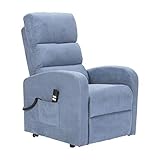 Meinrelaxsessel - Fernsehsessel mit 1 Motor und Aufstehhilfe. Bezug aus Mikrofaser Sessel-Jessica-1M-MISKY Blau Denim Mikrofaser CE M