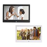 Yeanee 10.1 Zoll Digitaler Fotorahmen, HD LED Bildschirm mit 16GB SD Karte, Elektronischer Digitaler Bilderrahmen Hochauflösend (1024 x 600), Video/Foto/Musik-Player, Kalender (Color : White)