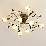 Retro Florentiner Deckenleuchte Blumenform Deckenlampe klassisch Kristall klar Chic-Stil Decorative Deckenbeleuchtung Ø80cm 8-flammig