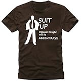 Coole-Fun-T-Shirts Herren How i met Your Mother V5 Suit UP ! T-Shirt braun, S