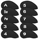 Jinlaili Golf Schlägerkopfhüllen, 10 STK Schutz für Golfschläger, Headcover Golf, Golf Schlägerhauben Eisen, Golfschlägerabdeckung mit Nummer Gedruckt, Golf Club Abdeckungen Eisen, Schw