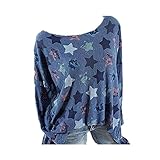Morbuy Damen Sweatshirt, Casual Pullover Langarm T-Shirt Rundhals Ausschnitt Lose Bluse Oberteil Hemd Oversize Tops Sweatjacke Sport (M, Dunkelblau)
