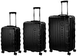 Bugatti Hartschalen Kofferset Galatea (S, M & L) - 4 Rollen 3er Reisekoffer Set, Schwarz mit TSA Z