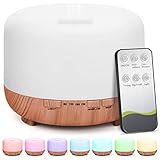 Ätherische Öle Diffuser Aroma Ultraschall Luftbefeuchter, 500ml Duftöl Diffusor mit Remote Control Raumduft Elektrisch Lufterfrischer Aromatherapie Vernebler für Schlafzimmer, Baby Zimmer, Wohnung