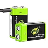 9V Akku 600mAh, 9Volt Wiederaufladbare USB Lithium Akku, bis zu 3000 Zyklen mit Micro-USB-Ladeanschluss, Geeignet für Rauchmelder, Warmwasserbereiter, Gasherd, Taschenlampen, Gitarre, Tastatur, 2PCS