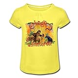 Spreadshirt Das Dschungelbuch Dschungel Abenteuer Mädchen T-Shirt mit Raffungen, S, Gelb