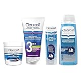 Clearasil Poren Reiniger Pads 65 Stück + Clearasil Sofort Pickel Fighter Creme 15 ml + Clearasil Multitalent Waschcreme und Peeling 150 ml + Clearasil Poren Befreier Gesichtswasser 200