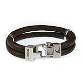 WAVEPIRATE® Echt Leder-Armband Turn R D'Braun 22 cm Edelstahl-Verschluss in Geschenk-Box Surfer Herrenarmband M
