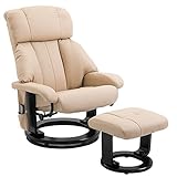 HOMCOM Massagesessel Fernsehsessel Sessel mit Hocker Massage mit Wärmefunktion und Vibration Beig