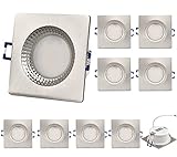 KYOTECH LED Einbaustrahler Ultra Flach IP65 9er Set Badeinbaustrahler 6W 230V 500LM Warmweiss 3000K,Feuchtraum Dusche Einbauspot Wasserdicht LED Einbauleuchte Bad Deckenspot Eckig Nickel gebü