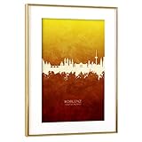 artboxONE Poster mit Rahmen Gold 75x50 cm Koblenz Germany Skyline RedYellow von Michael Tompsett - g