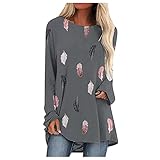 blusentops Damen Oversize Shirt Damen Sommer schwarzes Hemd Damen blusen Damen lang Oberteil Frauen blau Brautmutter Anzug Long pullis für Pullover Langarm Winter S