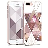 kwmobile Hülle kompatibel mit Apple iPhone 7 Plus / 8 Plus - Handyhülle Silikon Case - Glory Dreieck Muster Rosa Rosegold Weiß