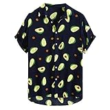 Routinfly Herren Lässige T-Shirt,Kurzärmliges Oberteil mit Avocado-Print Männer Fun Shirt Sweatshirt Umlegekragen Kurzarm Freizeithemden M-3XL