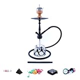 Shisha Set mit Shisha Amy Little Princess 026 klick II, Kohleanzünder, Naturkohle, Kaminkopf, Dampfsteine und eine kleine Überraschung (Schwarz/Schwarz-Matt)