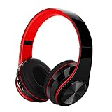 Noise Cancelling Kopfhörer Over Ear, Miya Leicht Faltbarer Kabellos Bluetooth 5.0 Ohrhörer Headset mit Mikrofon für Smartphones Tablets(Rot)