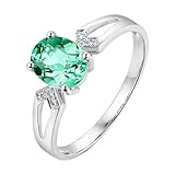 TREESTAR Elegante Green Gemstone Open Ring Geschenk weiblich Ring für Verlobung Freundin Liebe Event Adjustable Light G