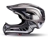 ROCKBROS Kinderhelm Integriert Fahrradhelm Kinder Jugend Fullface Helm mit Abnehmbarem Kinnschutz S 48-53cm M 53-58cm Downhill H