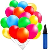 TedGem 100 Stück Luftballons und 1 Ballonpumpe, Ballon und Luftpumpe, Ballonpumpe, Luftballon, Partyballon, Farbige Ballons, Bunte Ballons für Geburtstagsfeiern,Party,Hochzeitsfeiern (Bunt)