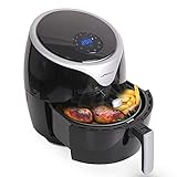 Jago® XXL 7in1 Heißluftfritteuse 5.5L - 1700 Watt, LED Display mit Touchscreen, 7 Programme, 60 min Timer, Ohne ÖL, Schwarz - Airfryer, Heißluft, Fritteuse, Heißluftofen, Backofen, Dehydrator, G