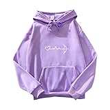 Overdose Damen Longshirts Hoodie Lange Ärmel Tee Mode Rundhals Pullover Tunika Blusen Sweatshirts Drucken Loose Tops T-Shirts mit Kapuze Casual Tshirt Ob
