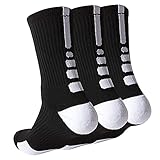 Elite Basketball-Socken für Herren, weiß, gepolstert, wadenhoch, athletisch, Sport, Laufen, Kompressionssocken für Männer, Frauen, Jungen, große Mädchen, Sportsocken A-04, Einheitsgröße-L